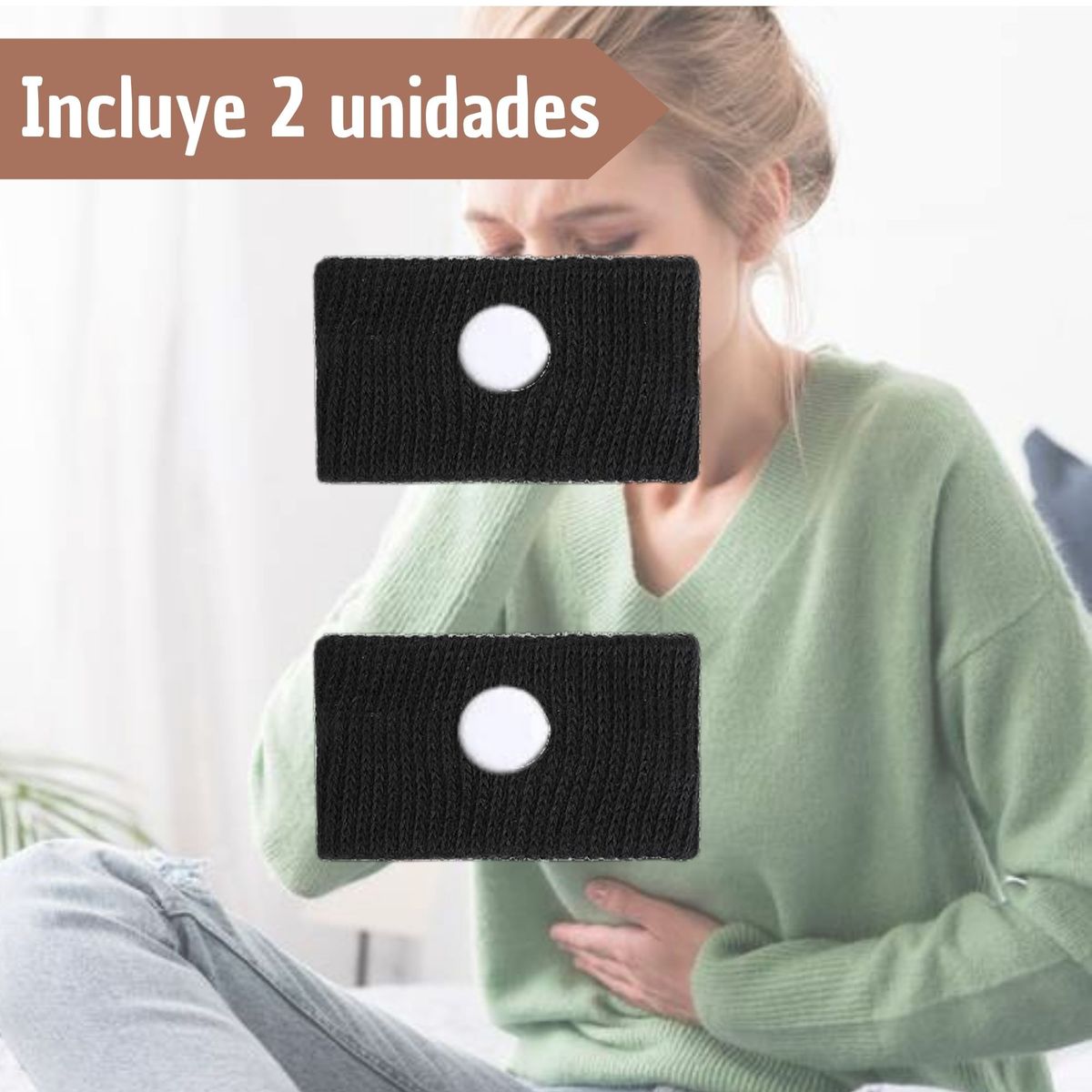 GENERICO - Manillas Pulseras Antimareo Nauseas Muñequera Viajes Vomito Negro