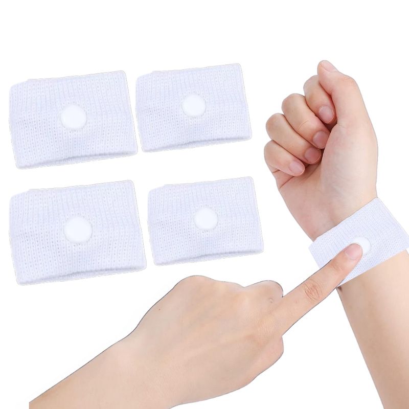 GENERICO - Manillas Pulseras Antimareo Nauseas Muñequera Viajes Vomito Blanco