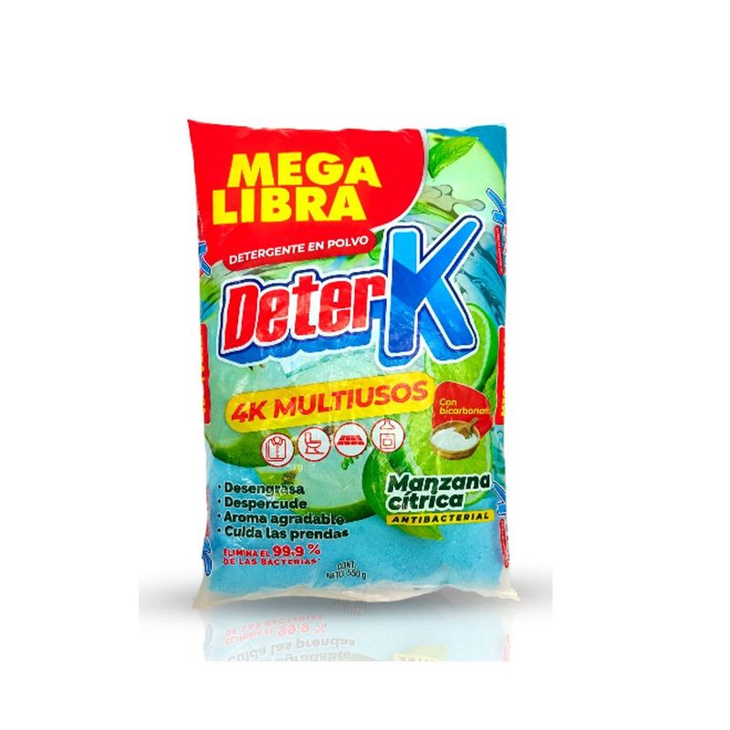 AZUL K - Detergente en Polvo DeterK Antibacterial - Manzana 550g