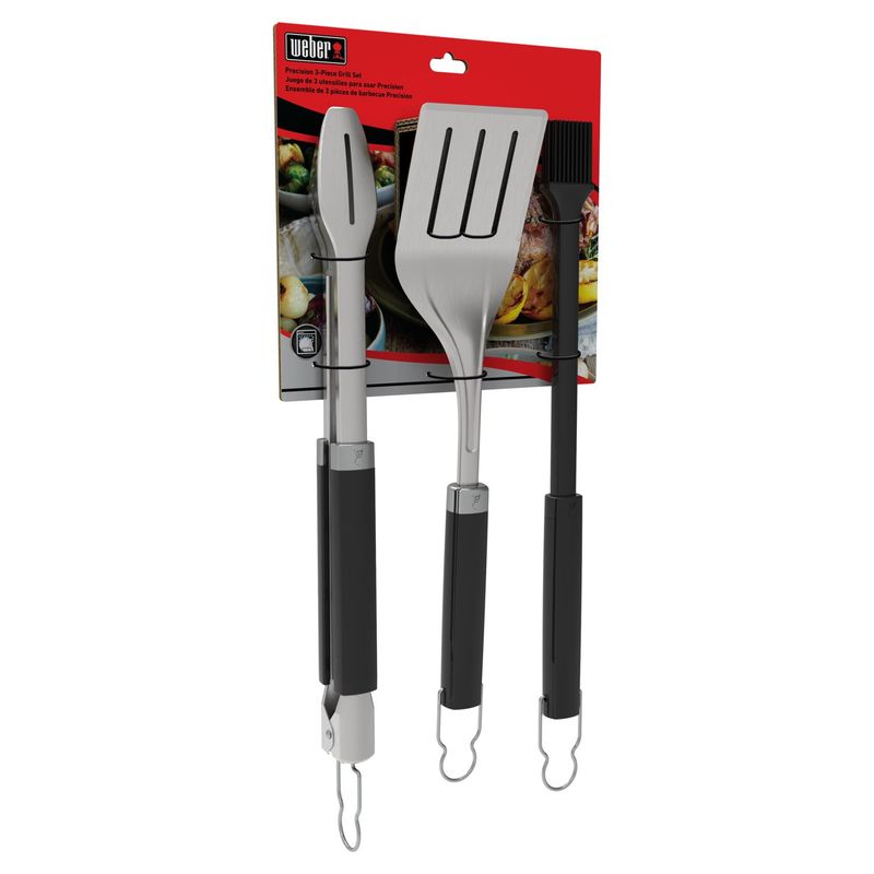 WEBER - Juego de 3 pienzas pinza + espatula + brocha Weber