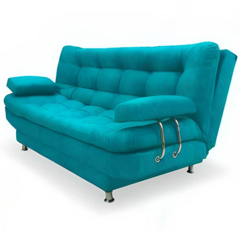 GENERICO - SOFA CAMA MINESOTA 3 PUESTOS CON BRAZOS TURQUESA.