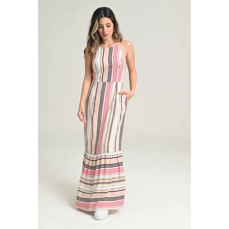 RAGGED - Vestido rayas Nude Ragged