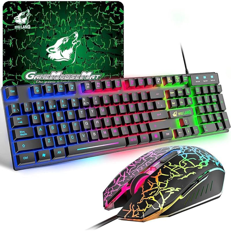 GENERICO - Combo Gamer  Teclado Y Mouse Ergonómico Retroiluminado Led