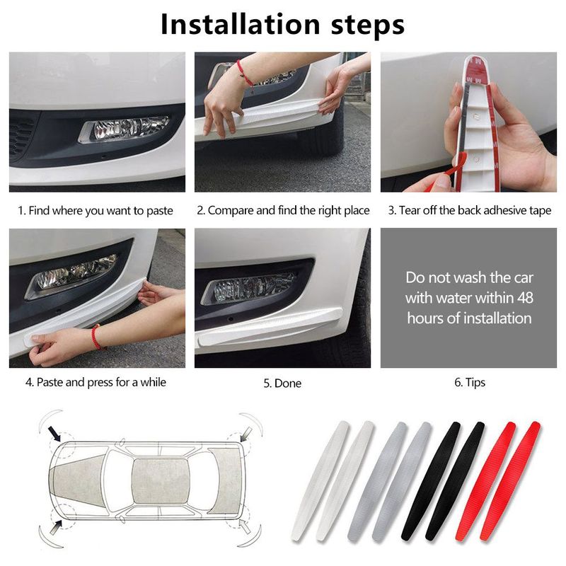 GENERICO - Protectores Bumper Parachoques  Rayones Adhesivo Rojo