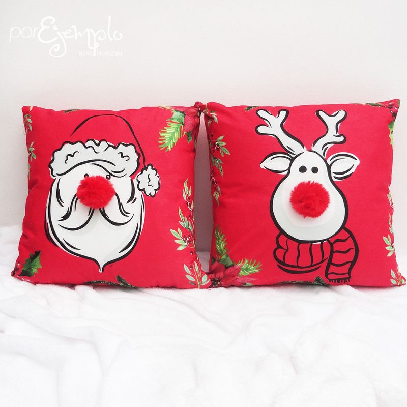 GENERICO - 2 Forros de Cojines de Navidad Rojos