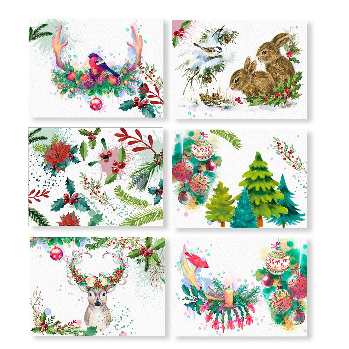 GENERICO - 6 Individuales De Mesa Navidad Románticos Animalitos