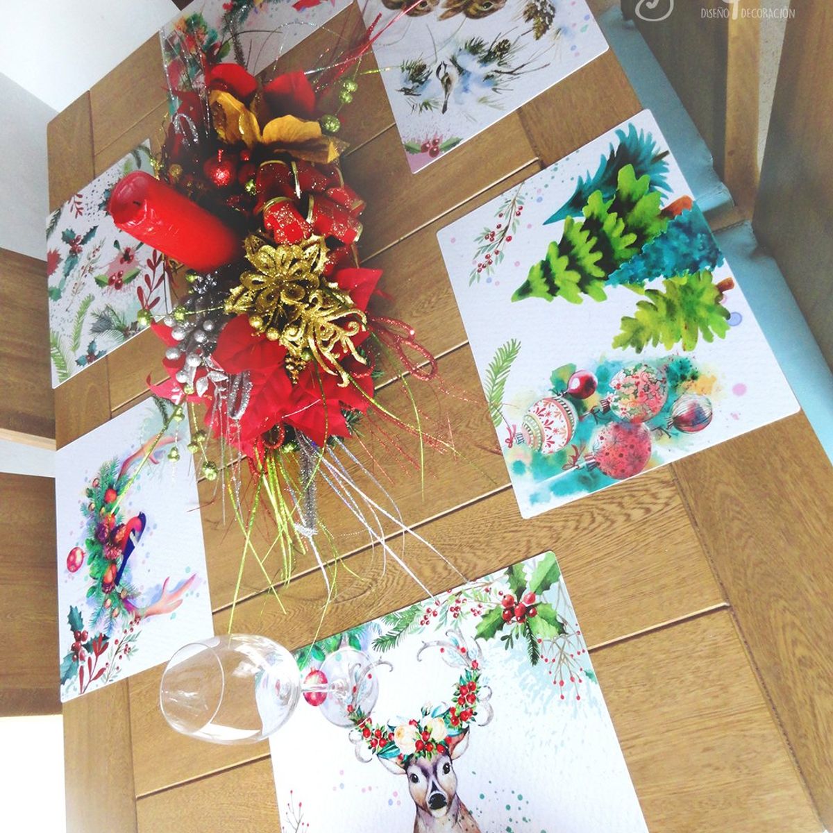 GENERICO - 6 Individuales De Mesa Navidad Románticos Animalitos