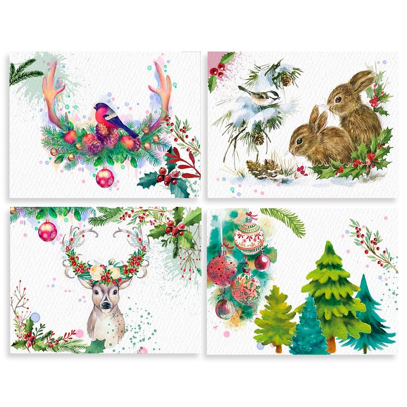 GENERICO - 4 Individuales De Mesa Navidad Románticos Animalitos