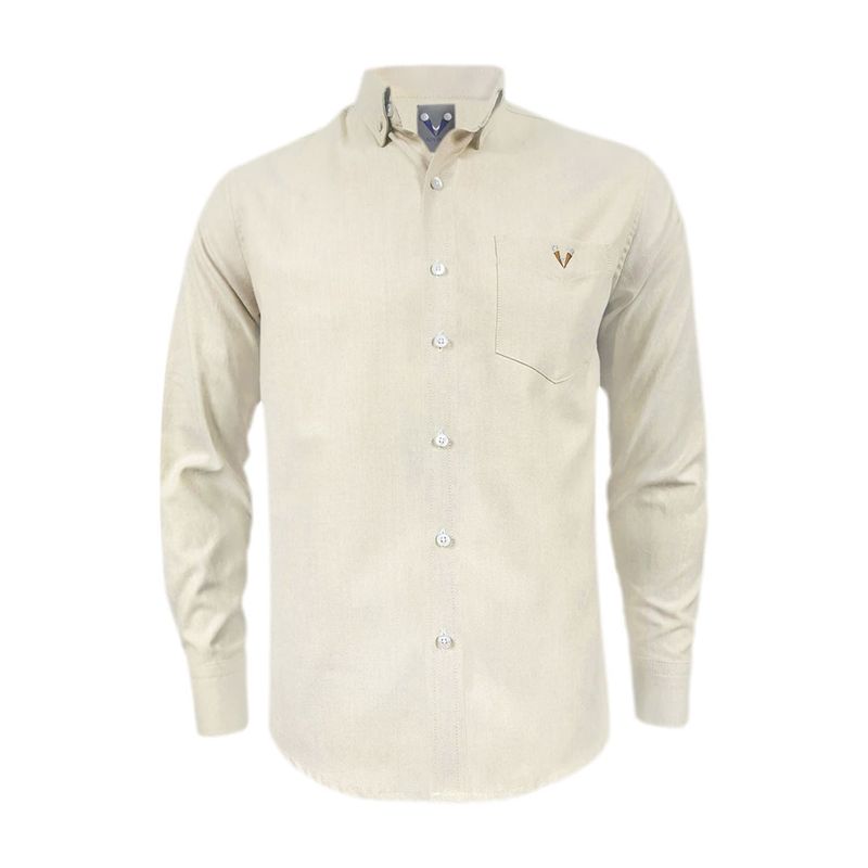 SON DOS - Camisa en oxford beige manga larga slim fit para hombre
