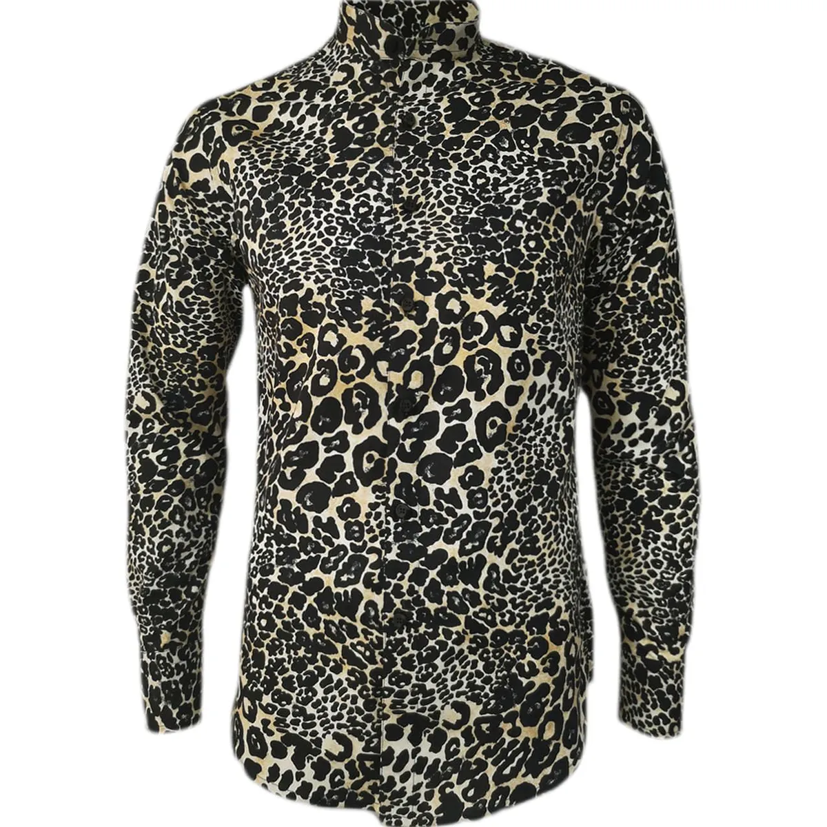 SON DOS - Camisa estampada animal print slim manga larga para hombre