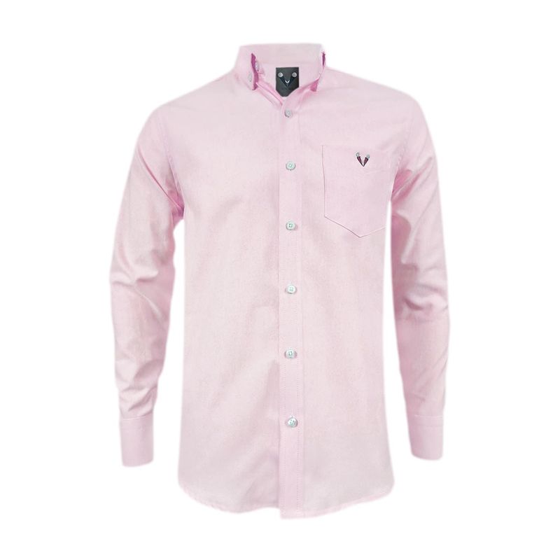 SON DOS - Camisa en oxford rosada manga larga slim fit para hombre