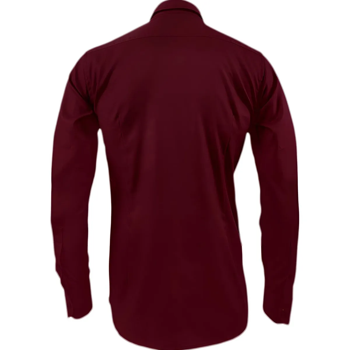 SON DOS - Camisa vino tinto sin bolsillo slim manga larga para hombre