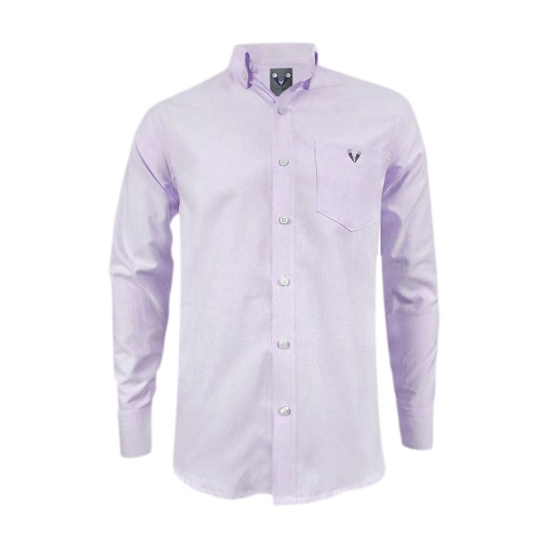 SON DOS - Camisa en oxford lila con bolsillo manga larga slim hombre