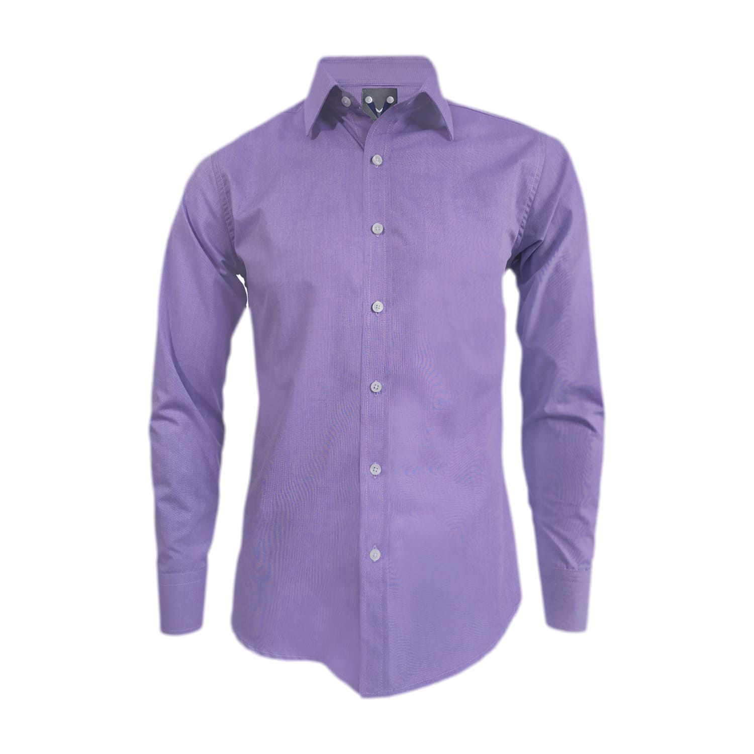 Camisa casual lila sin bolsillo slim manga larga para hombre SON