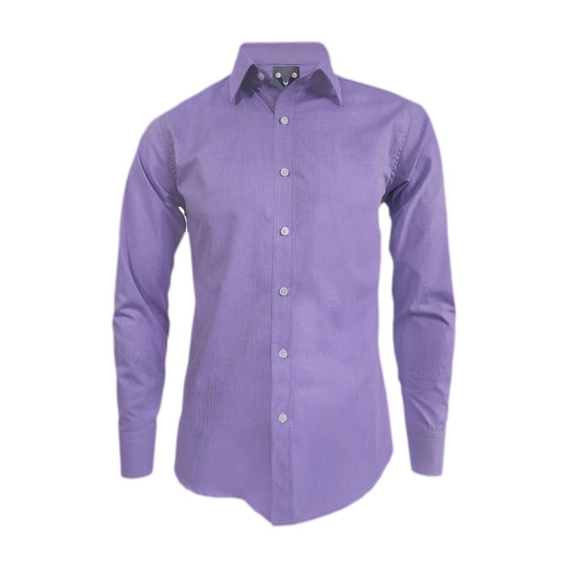 SON DOS - Camisa casual lila sin bolsillo slim manga larga para hombre