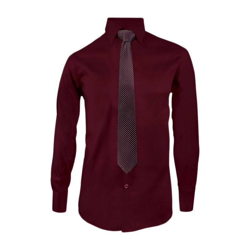 SON DOS - Camisa para corbata vino tinto manga larga slim hombre