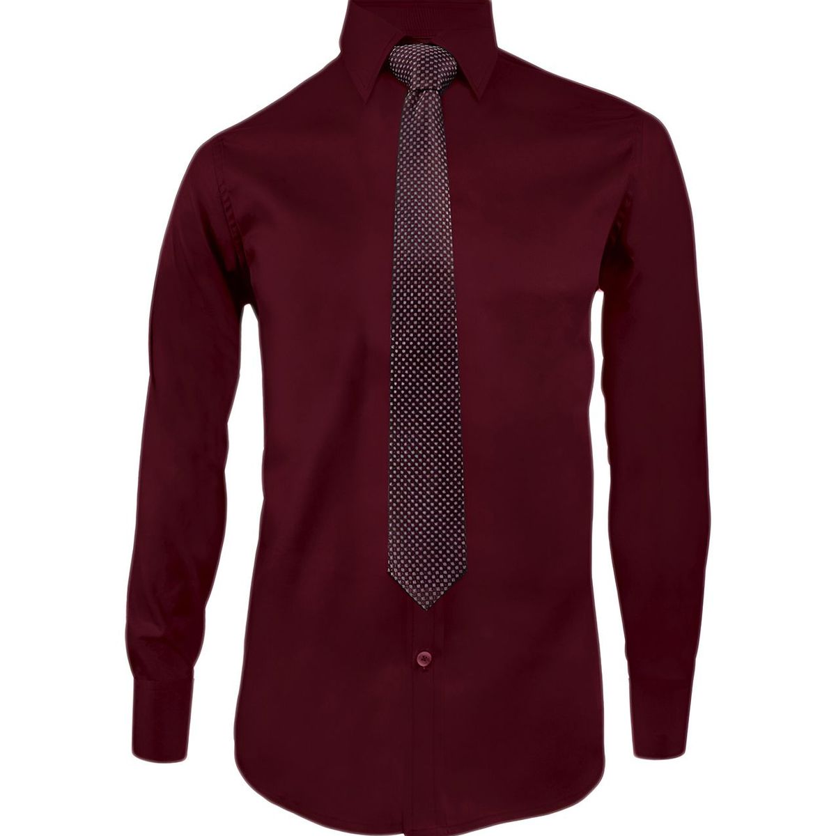 SON DOS - Camisa para corbata vino tinto manga larga slim hombre
