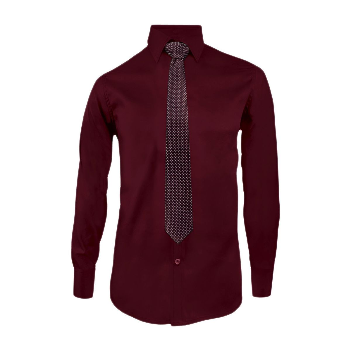 SON DOS - Camisa para corbata vino tinto manga larga slim hombre