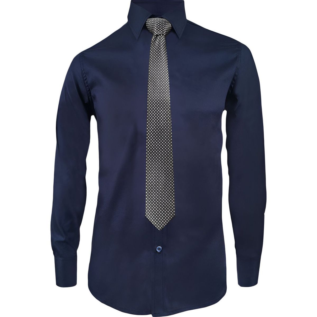 SON DOS - Camisa para corbata azul oscuro manga larga slim para hombre