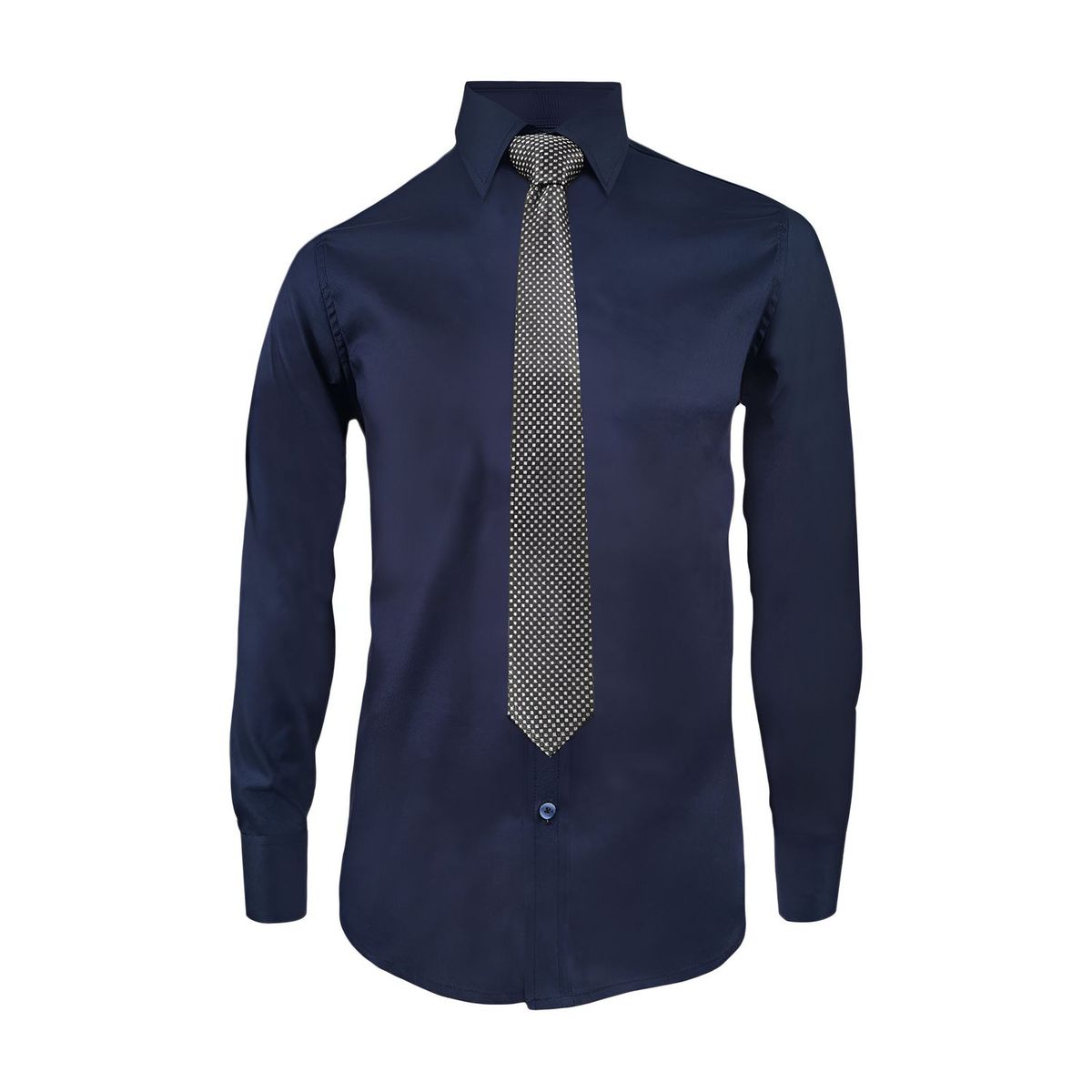 SON DOS - Camisa para corbata azul oscuro manga larga slim para hombre