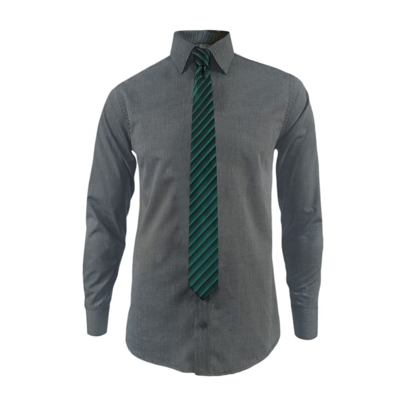 SON DOS - Camisa para corbata gris sin bolsillo manga larga hombre