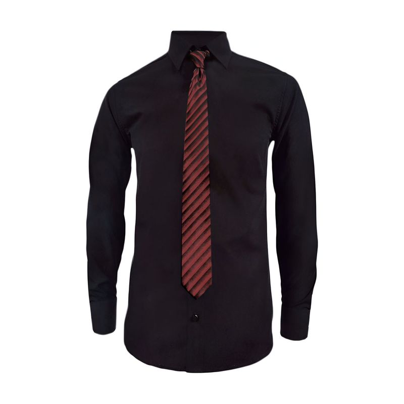 SON DOS - Camisa formal negra en algodón manga larga slim para hombre