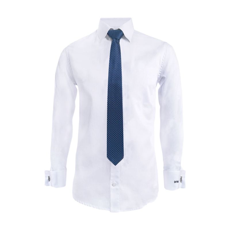 Camisa para corbata blanca iniciales puño mancornas manga larga
