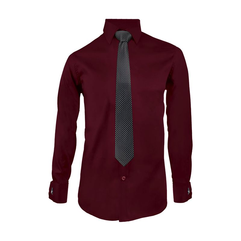 Camisa formal vino tinto para mancornas manga larga hombre SON DOS