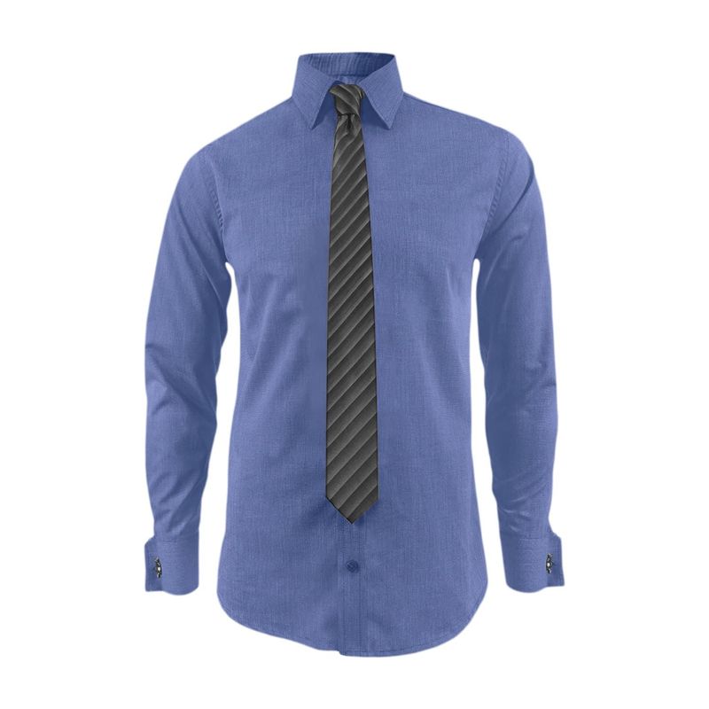 SON DOS - Camisa para corbata azul puño mancornas manga larga hombre