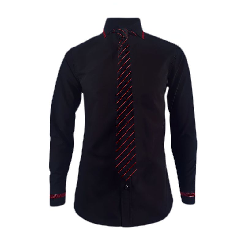 SON DOS - Camisa formal negra también en tallas grandes slim hombre