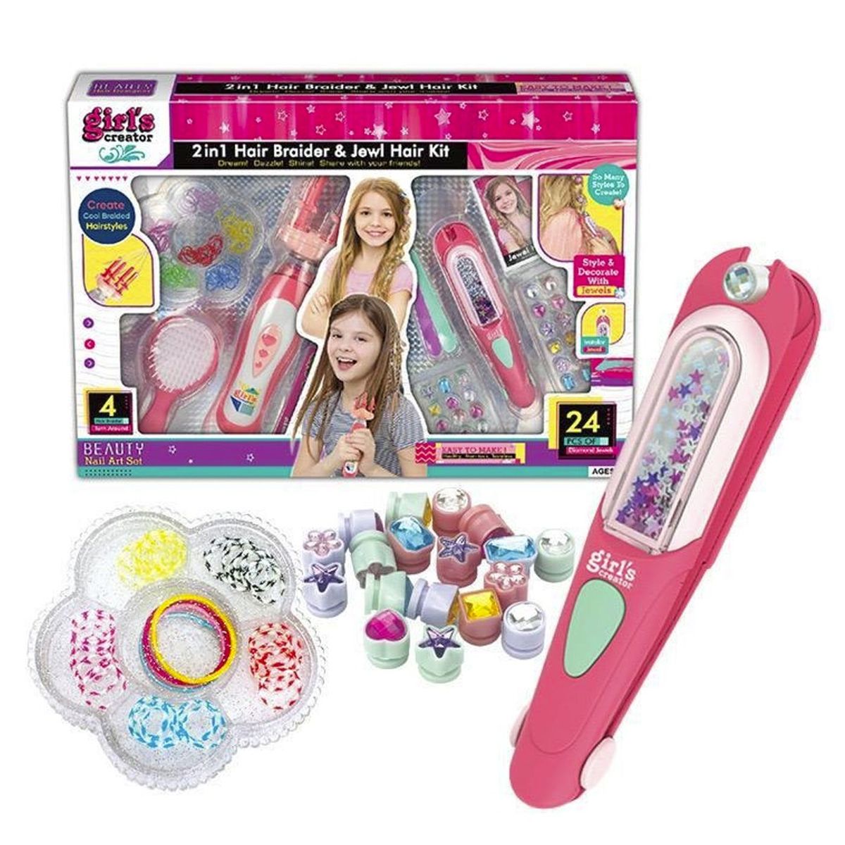 MULTIPLACE COLOMBIA - Kit de peluqueria para niñas accesorios decoraciones 2 en 1