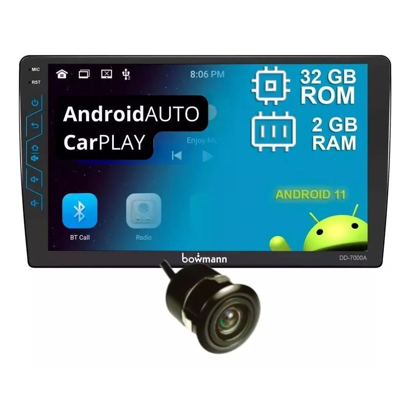 BOWMANN - Radio Carro Android 11 WiFi Pantalla 9" 2+32 GB GPS Bluetooth Bowmann