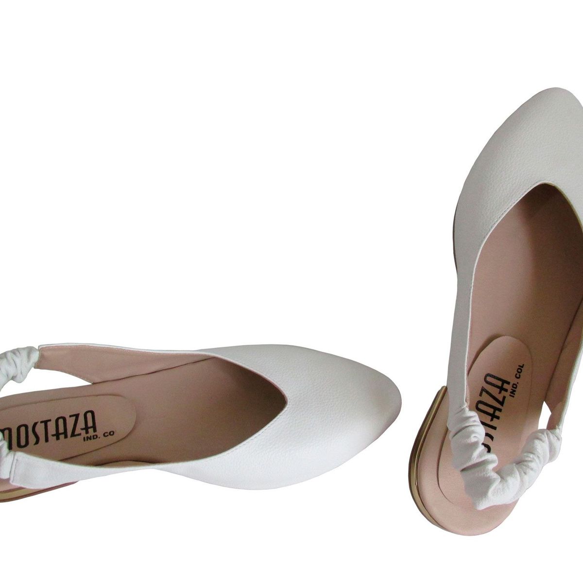 MOSTAZA - Baleta blanca elegante con resorte