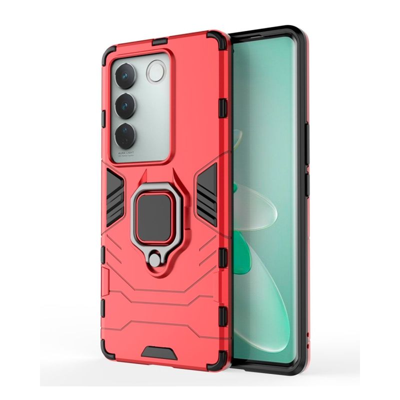 GENERICO - Funda Anti Golpes Anillo Compatible con Vivo V25e Rojo
