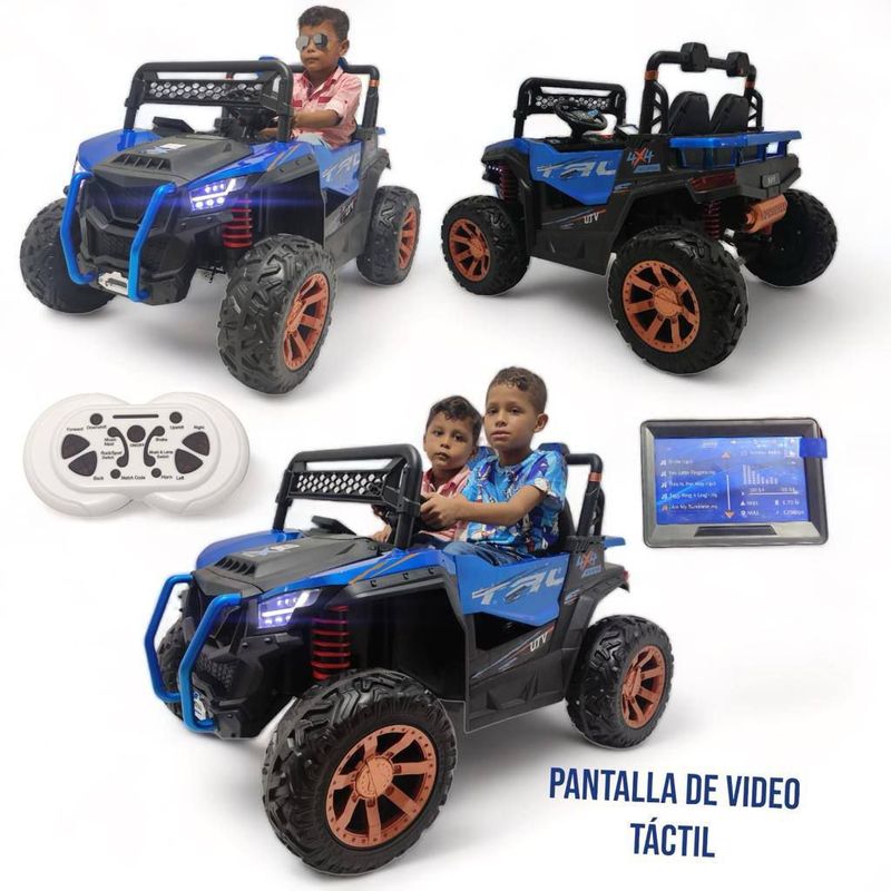 BEBESUNITA - Carro Eléctrico Niño 4X4 Pantalla Táctil Video Doble Puesto