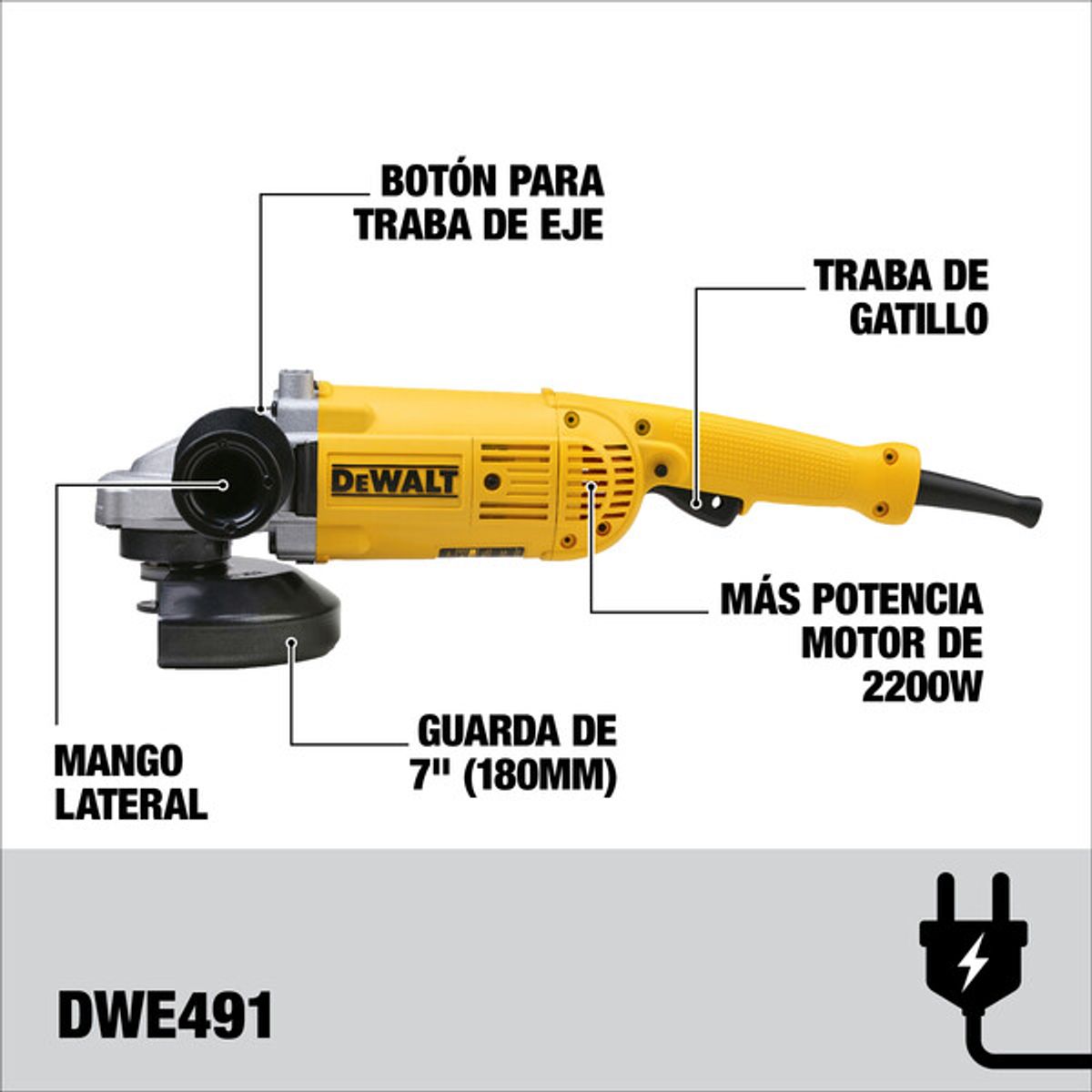 DEWALT - Pulidora 7 2200w 8500rpm Dewalt Dwe491-OUT
