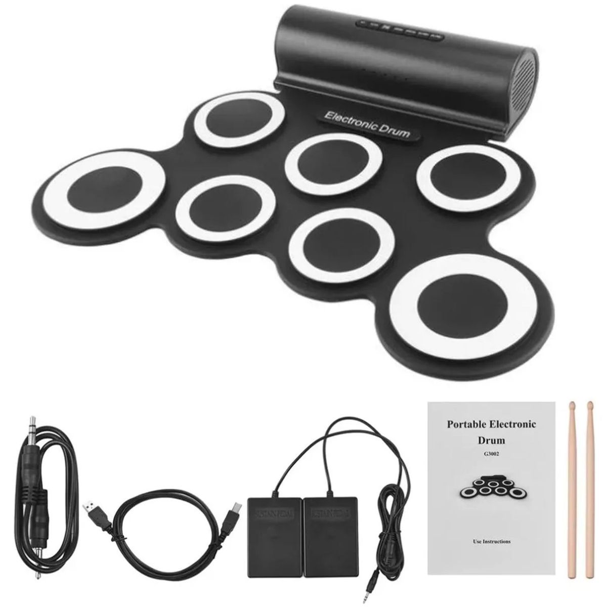 ONE PIXEL - Batería Electrónica Portátil Tambor Eléctrico Flexible 3001.