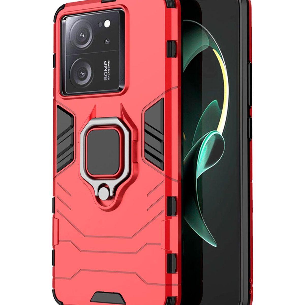 GENERICO - Funda Anti Golpes Anillo Compatible con Xiaomi Mi 13T Rojo