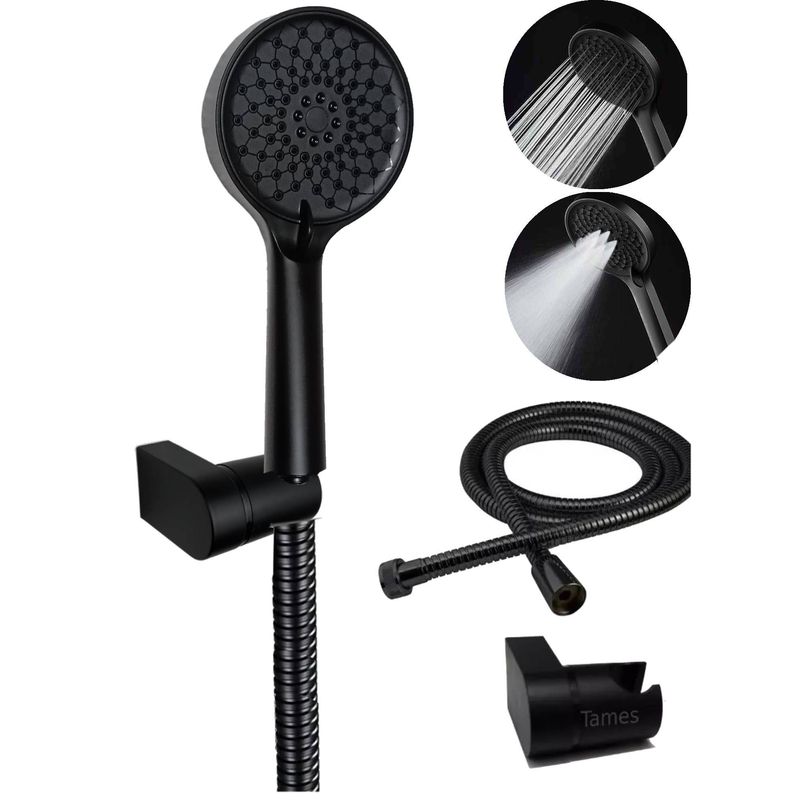 GENERICO - Teleducha Negra Multifunción Soft Tames -manguera -soporte