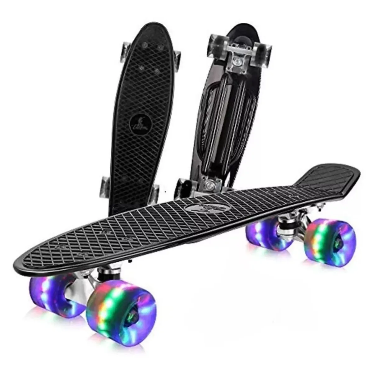 GENERICO - Tabla Patineta Skate Long Board Luz Led 56cm Penny Negra