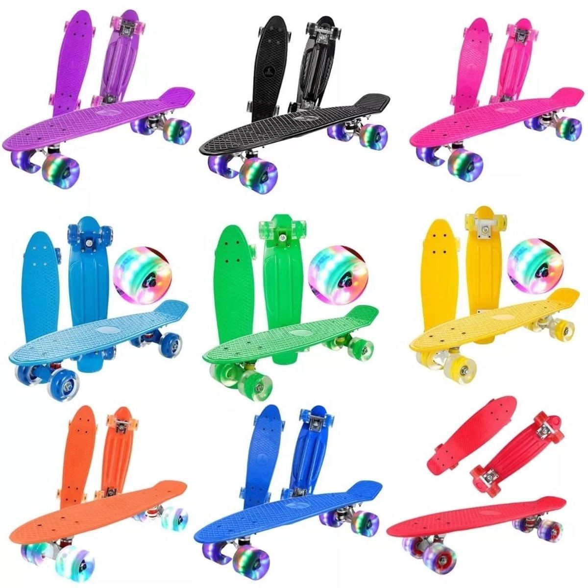 GENERICO - Tabla Patineta Skate Long Board Luz Led 56cm Penny Negra