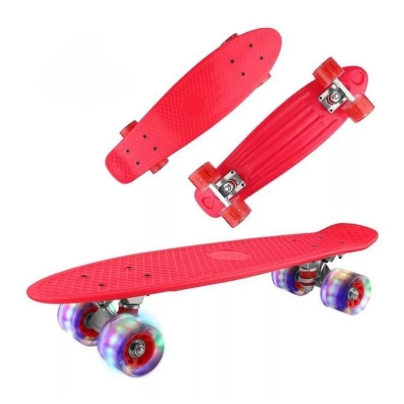 GENERICO - Tabla Patineta Skate Long Board Luz Led 56cm Penny Roja…