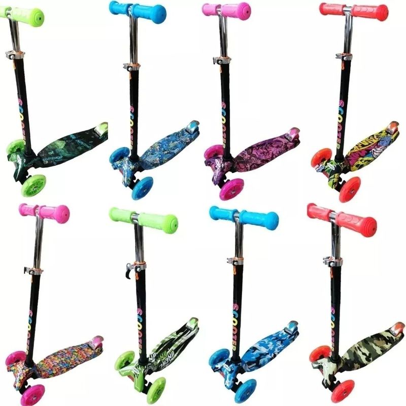 GENERICO - Patineta Scooter Monopatín Ajustable Diseños Luz Led Rojo.