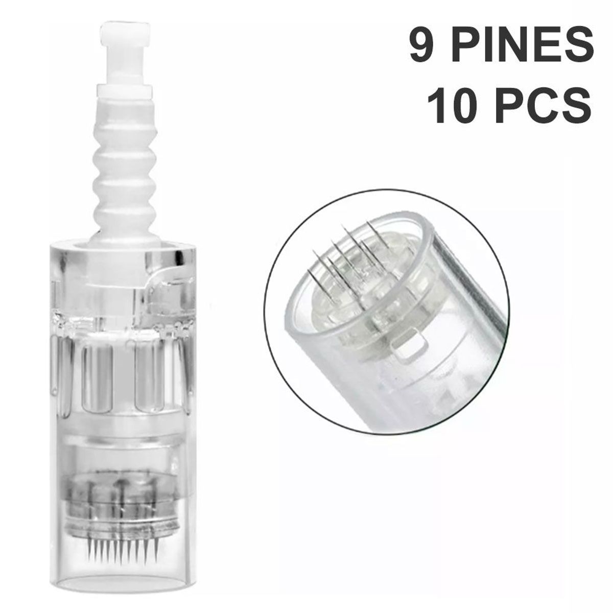 CARER SPARK - Microagujas Para Dermapen 9 Pines 10 Pcs Entrada A Presión