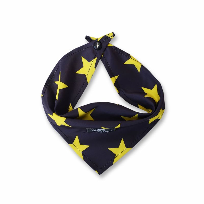 WAWAW - Pañoleta para perro talla S sub azul estrellas amarillas Wawaw