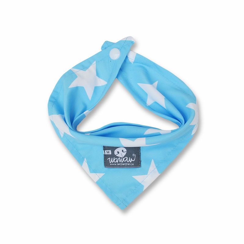 WAWAW - Pañoleta para perro talla S sub celeste estrellas blancas Wawaw