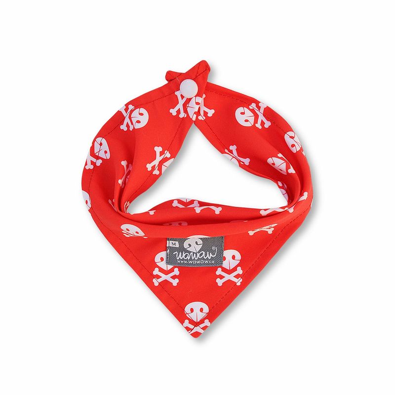 WAWAW - Pañoleta para perro talla S sub rojo calaveras blancas Wawaw