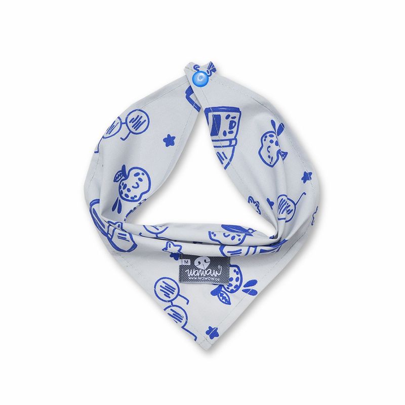 WAWAW - Pañoleta para perro talla XL gris dibujos azules Wawaw