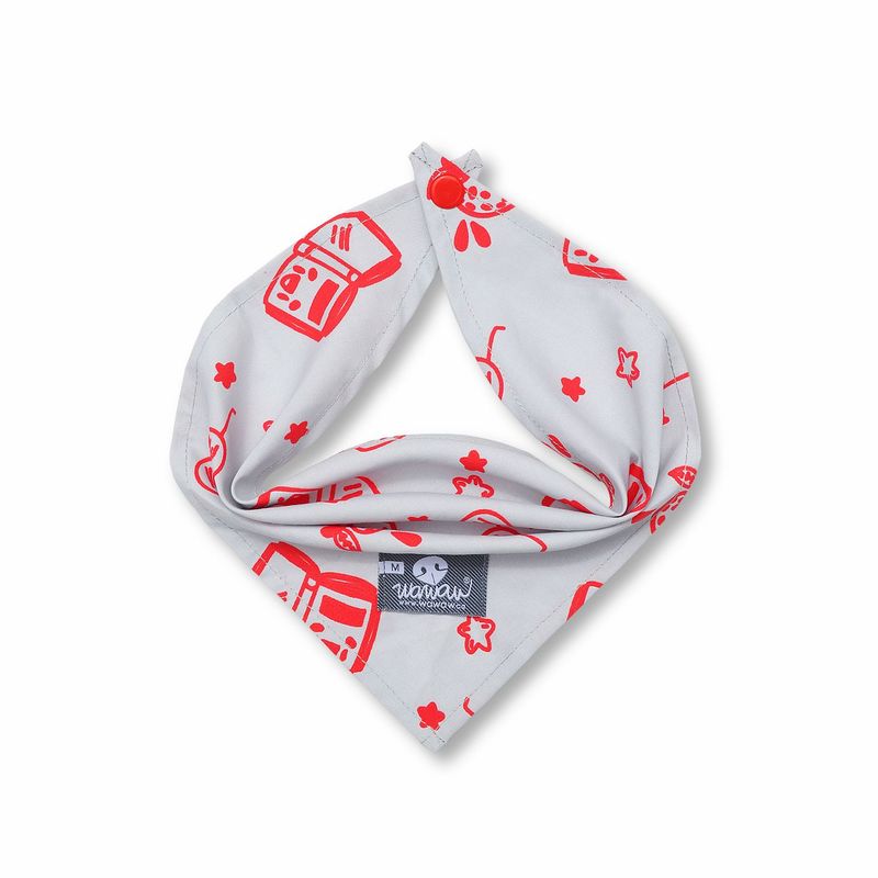 WAWAW - Pañoleta para perro talla XL gris dibujos rojos Wawaw