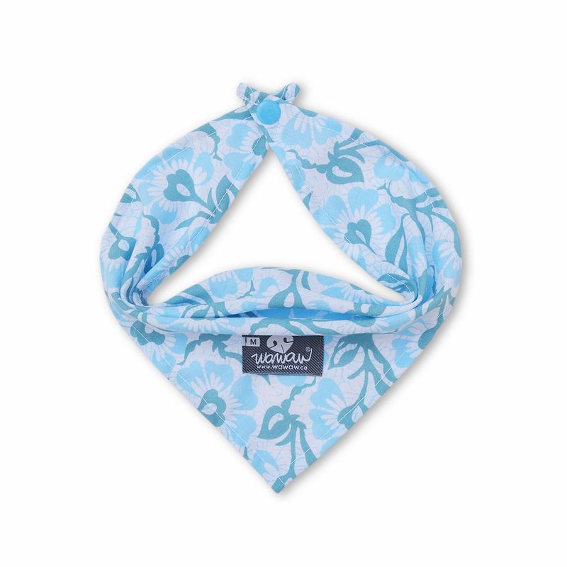 WAWAW - Pañoleta para perro talla XL flores azules Wawaw